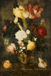 Flowers in a Vase with Lion Masks